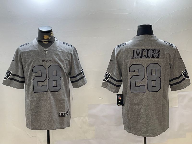 Men Oakland Raiders #28 Jacobs Grey Throwback 2024 Nike Limited NFL Jersey style 1->oakland raiders->NFL Jersey
